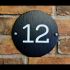 Round Rustic Slate House Number personalised with your number 18cm