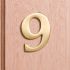 6cm Antique Brass Door Number 9