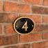 Oval Brass House Number with Rope Rim - 19 x 10cm