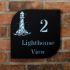 Lighthouse Motif Coastal Acrylic House Sign