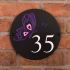 Round Rustic Slate House Number with Butterfly