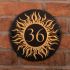 Round Rustic Slate House Number with Golden Sun 2 