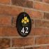Aluminium Vertical Oval House Number - 19 x 14cm with motif