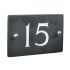 Slate house number 15 v-carved with white infill number