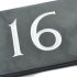Slate house number 16 v-carved with white infill number