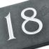 Slate house number 18 v-carved with white infill number