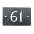 Slate house number 61 v-carved with white infill numbers
