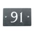 Slate house number 91 v-carved with white infill numbers