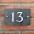 Slate house number 13 v-carved with white infill number