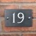 Slate house number 19 v-carved with white infill number