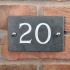 Slate house number 20 v-carved with white infill numbers