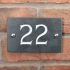 Slate house number 22 v-carved with white infill numbers