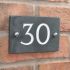 Slate house number 30 v-carved with white infill numbers