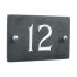 Slate house number 12 v-carved with white infill number