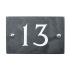 Slate house number 13 v-carved with white infill number