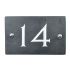 Slate house number 14 v-carved with white infill number