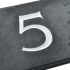 Slate house number 5 v-carved with white infill