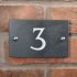 Slate house number 3 v-carved with white infill