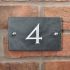 Slate house number 4 v-carved with white infill