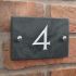 Slate house number 4 v-carved with white infill