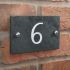 Slate house number 6 v-carved with white infill