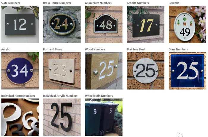 Wide choice of house numbers