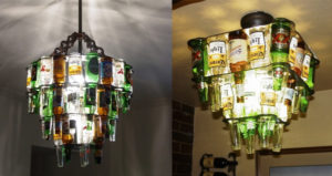 Beer bottle chandelier for your man cave